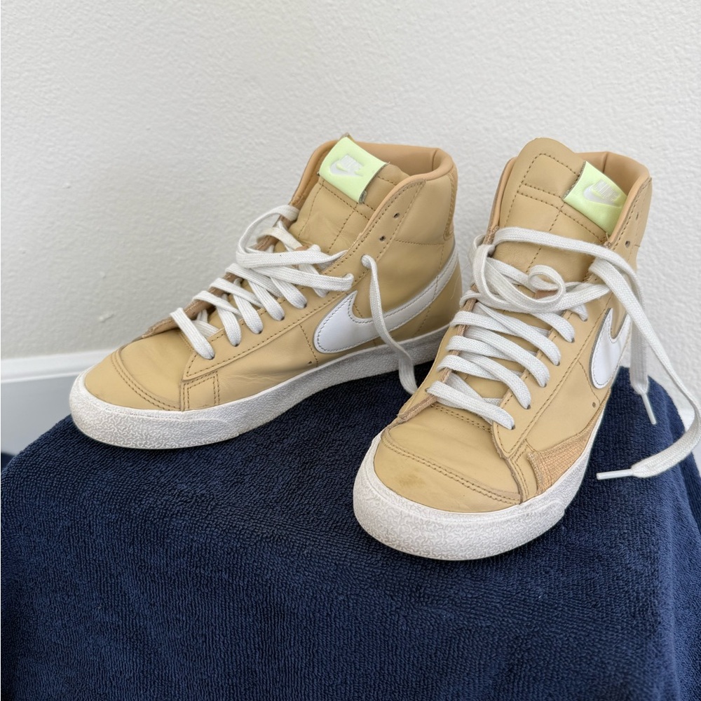 Nike Tan and White High-Top Sneakers